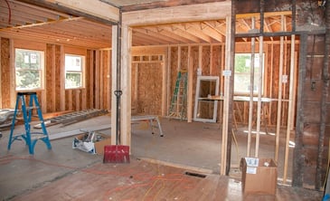 A home under construction for a remodel.