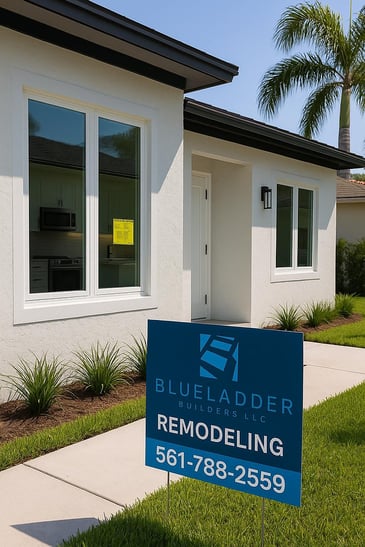 The exterior of a home that has been remodeled. 