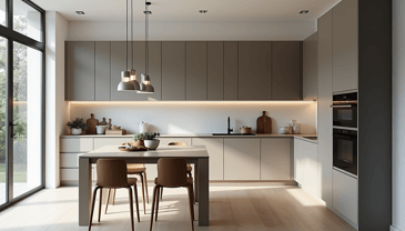 An open-concept remodeled kitchen with natural lighting.