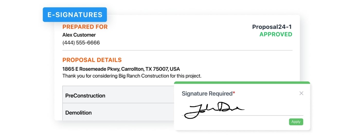 Example of E-Signatures on JobTread.