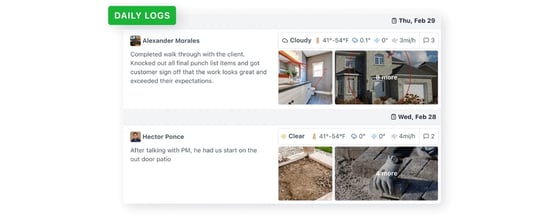 Example of Daily Logs on JobTread.