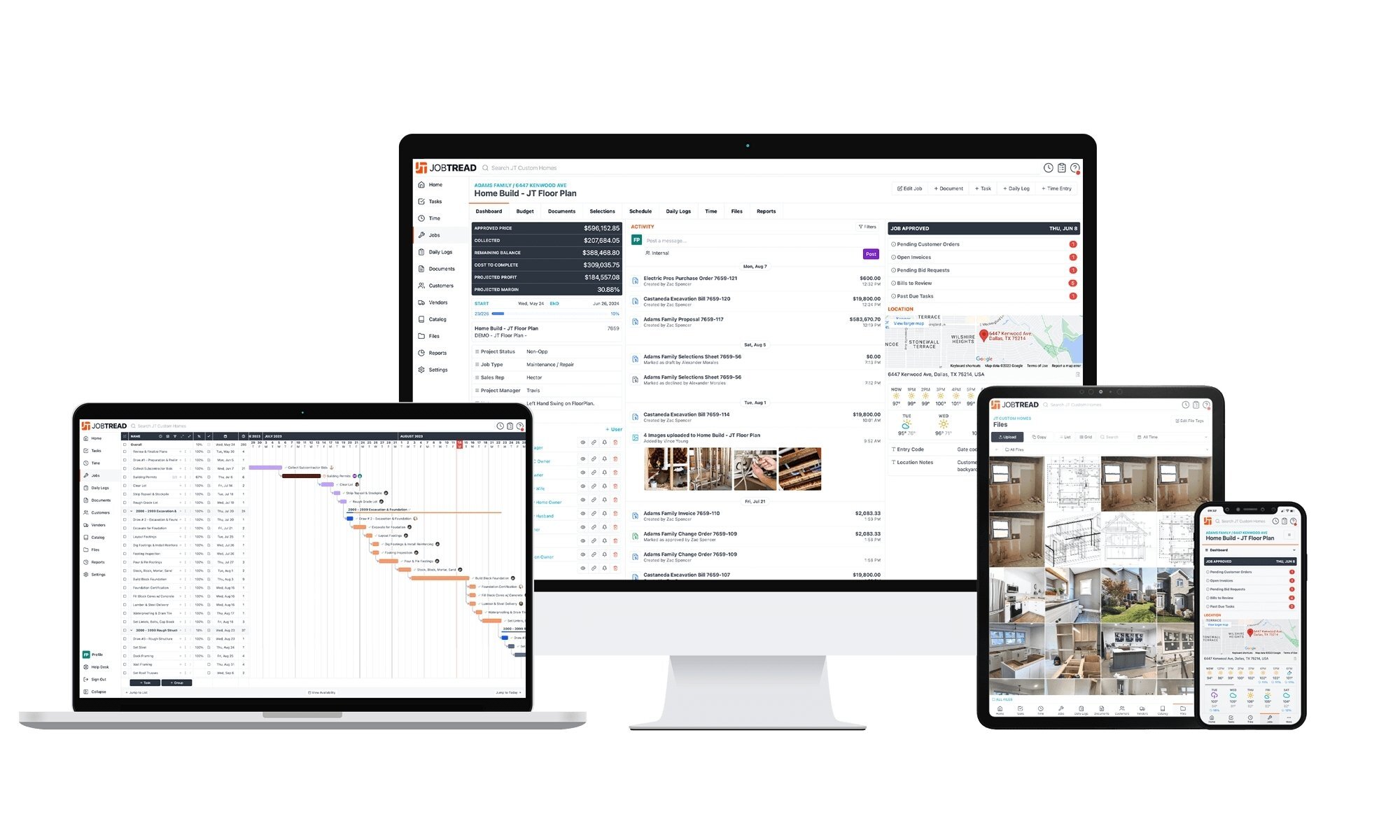 Examples of how JobTread looks on different devices.
